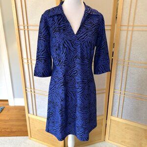 Jude Connally Blue & Black Print Dress – Size M